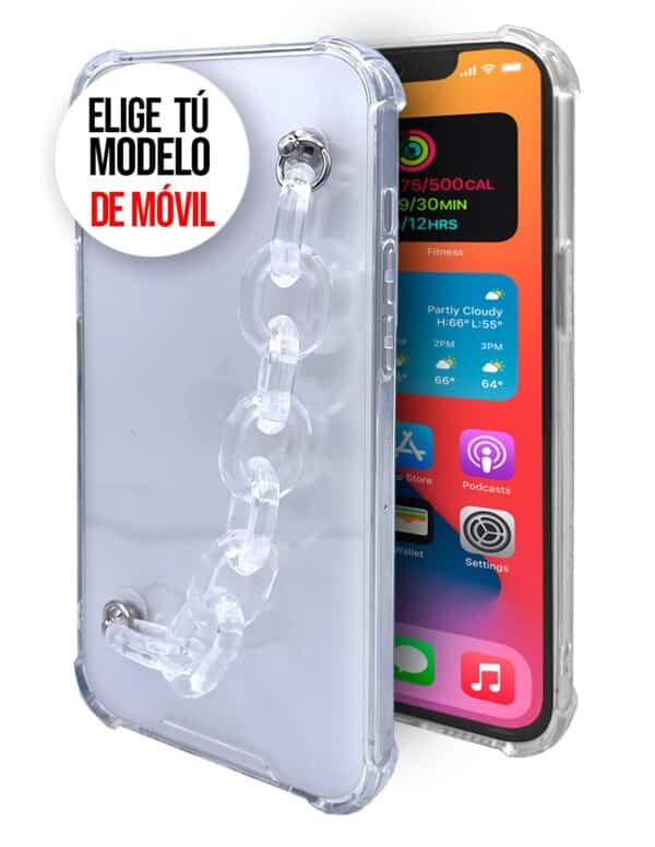 Funda Silicona Gris Reforzada con Cadena