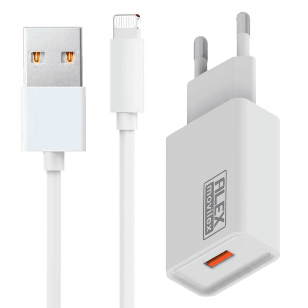 Cargador USB Completo Adaptador + Cable Carga iPhone - Alex Movilex - Imagen 2