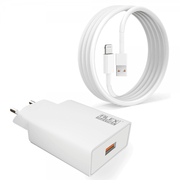 Cargador USB Completo Adaptador + Cable Carga iPhone - Alex Movilex