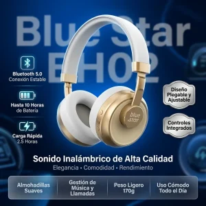 BLUE STAR WIRELESS HEADPHONES  BLANCOS  AURICULARES INALAMBRICOS