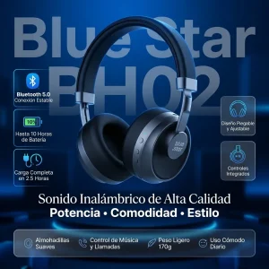 BLUE STAR WIRELESS HEADPHONES  NEGROS   AURICULARES INALAMBRICOS